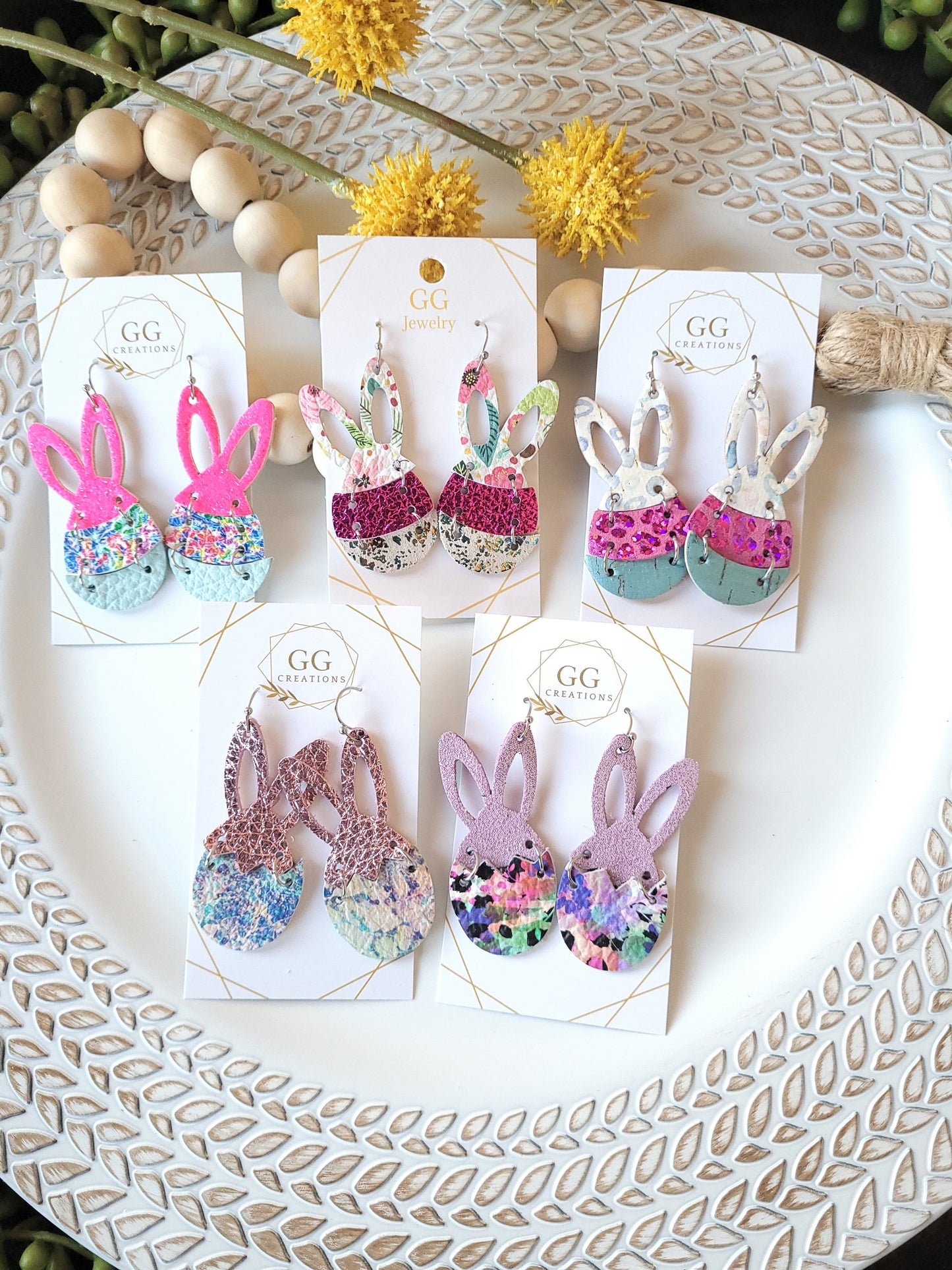Preorder -  Easter - 2" Bunny Eggs (2 designs and in pairs) - Steel Rule Wooden Earring Die