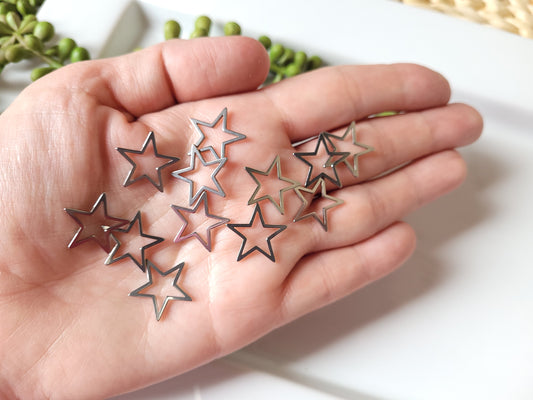 Stainless Steel Silver Stars - silver or gold