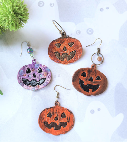 Jack-O-Lantern - Embossed - 4 designs- Steel Rule Wooden Earring Die