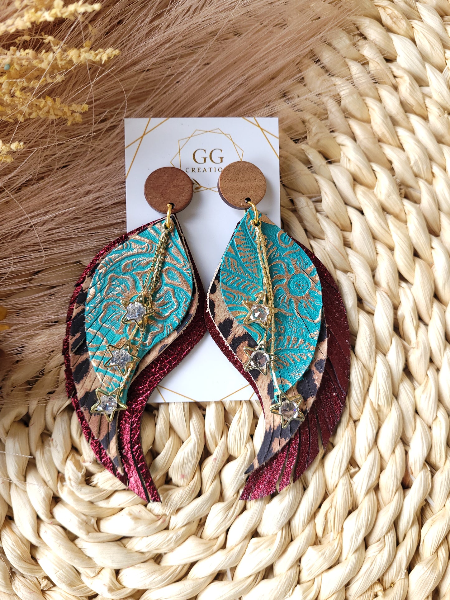 Phoebe Triple Fringed Feather - Steel Rule Wooden Earring die