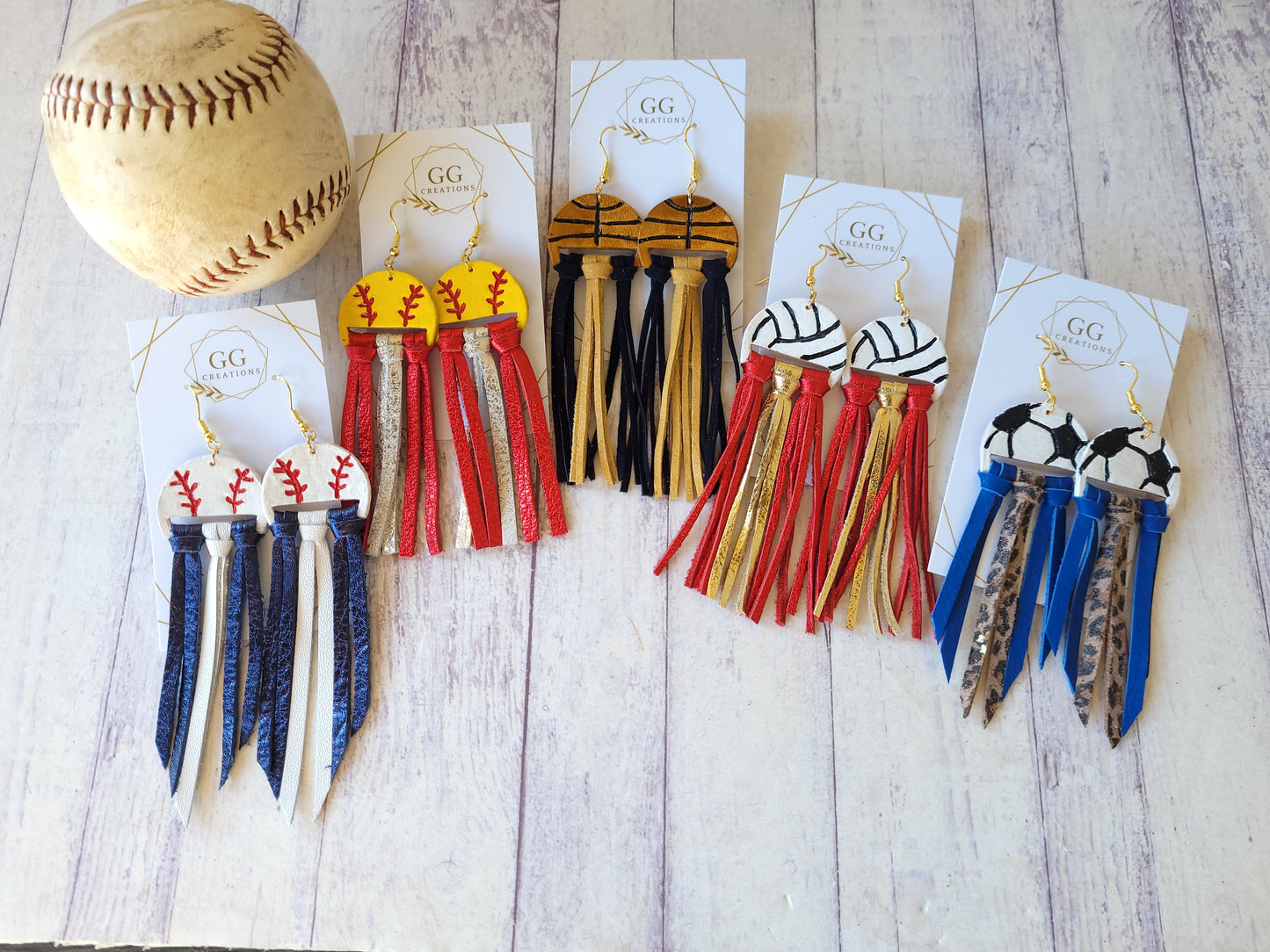 Preorder - Fringe Multi Sports Balls - Embossed - Steel Rule Wooden Earring Die
