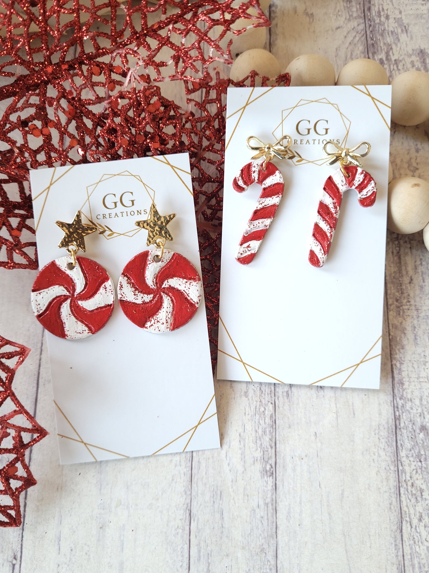 Christmas Candy - Embossed Mirrored pairs - Steele Rule Wooden Earring Die