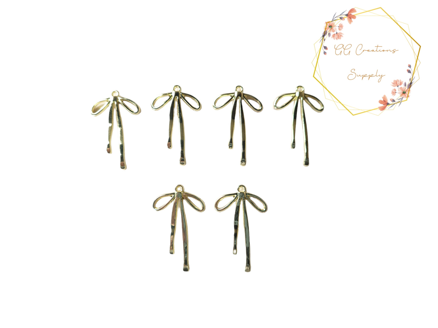 Bow Charm - Quantity: 6 pieces (3 pair)