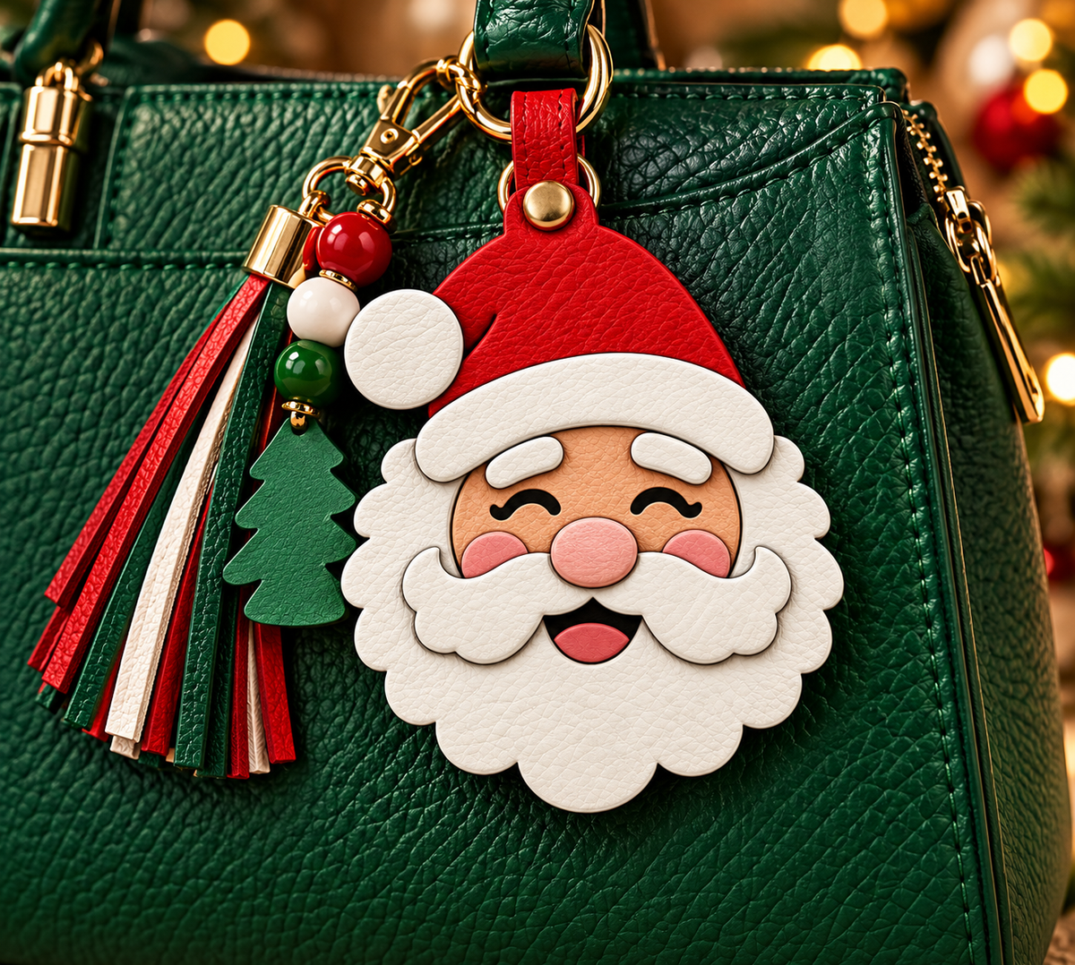 Preorder - Happy Santa - 3.75" Bag Flair/Charm, Accessory Keychain Die - Steel Rule Wooden Die