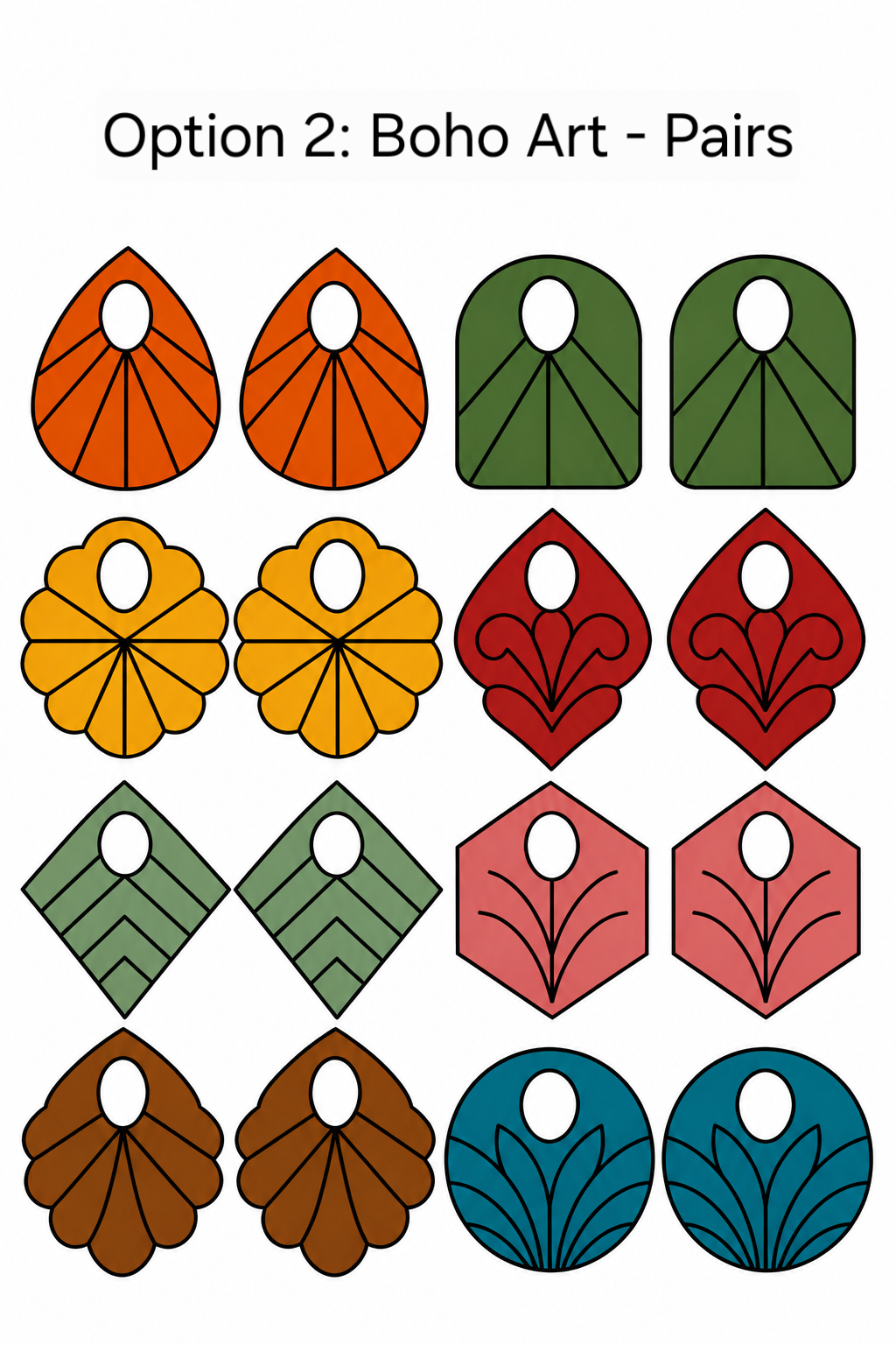 Preorder- 1" Embossed Boho Huggie Dangles - Steel Rule Wooden Earring Die