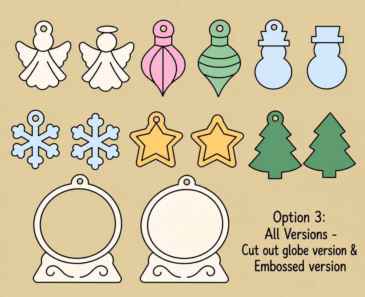 Preorder - 1.75" Snow Globe earrings - Multi designs - Steel Rule Wooden Earring Die