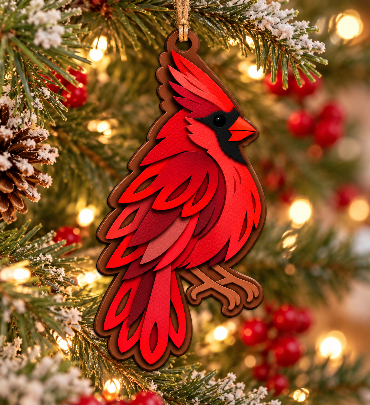 Preorder - Layered Cardinal  - 4"  Ornament/Bag Flair/Charm, Accessory Keychain Die - Steel Rule Wooden Die