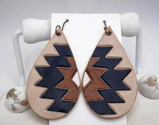 Preorder - Aztec Teardrop- Embossed (mirrored pair)  - Steel Rule Wooden Earring Die