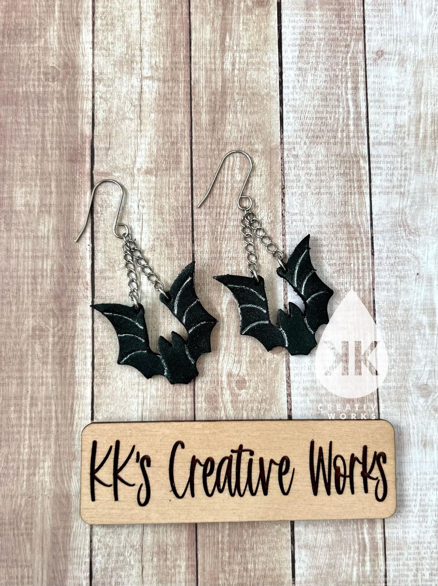 Gone Batty - 1.25" Embossed pair - Steele Rule Wooden Earring Die