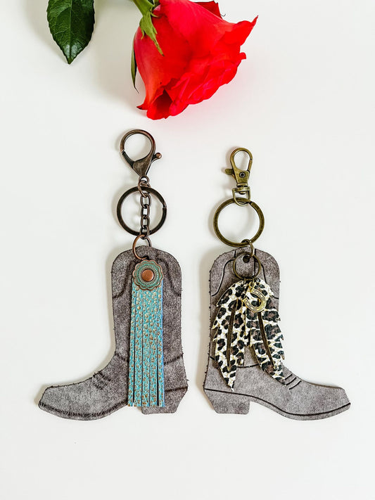 Cowboy Boot - 4" Embossed -Accessory, Rear View Mirror Charm- Steel Rule Wooden Die