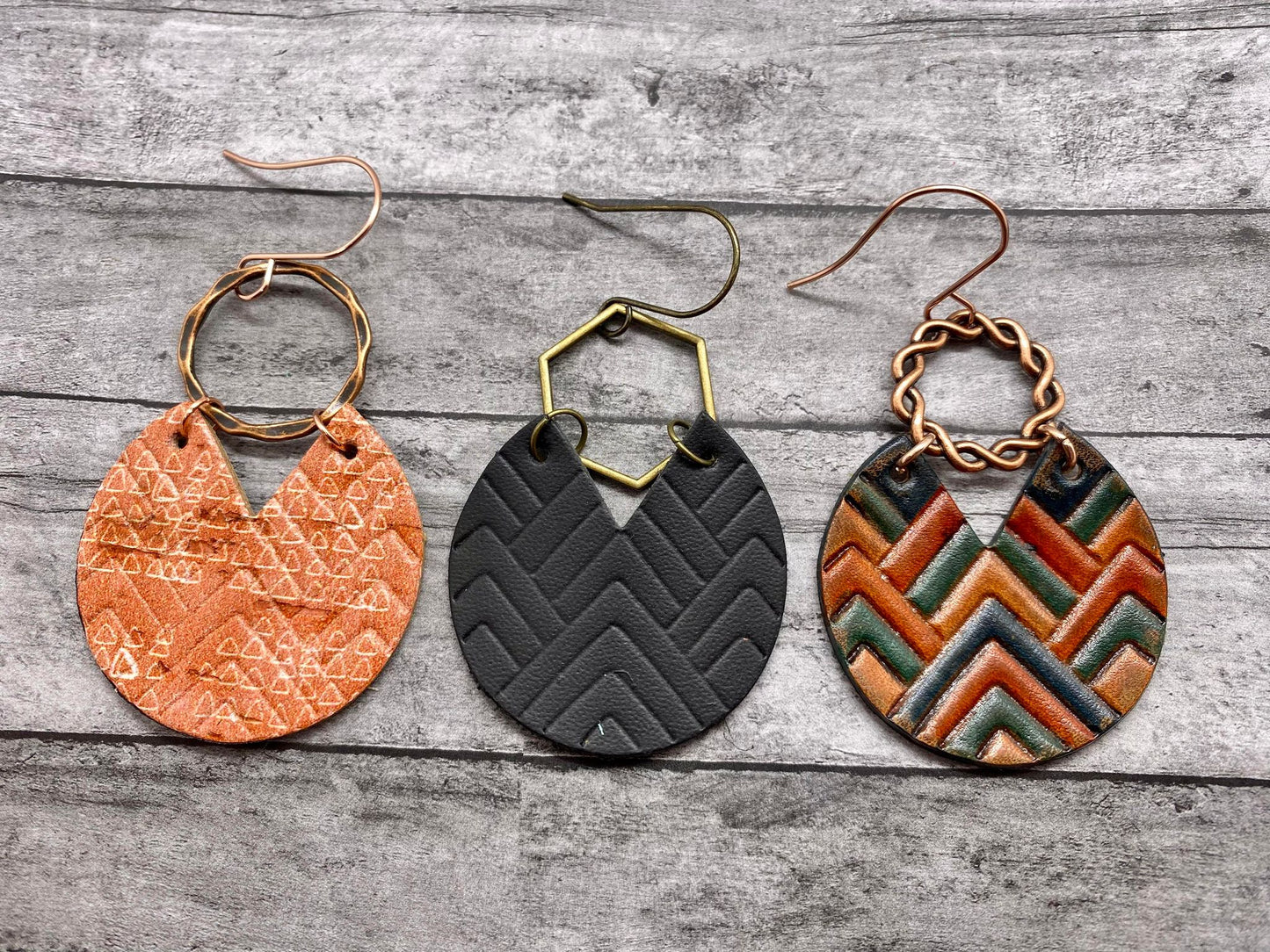 Preorder - 1.5" Embossed Chevron Circle - pair - Steel Rule Wooden Earring Die