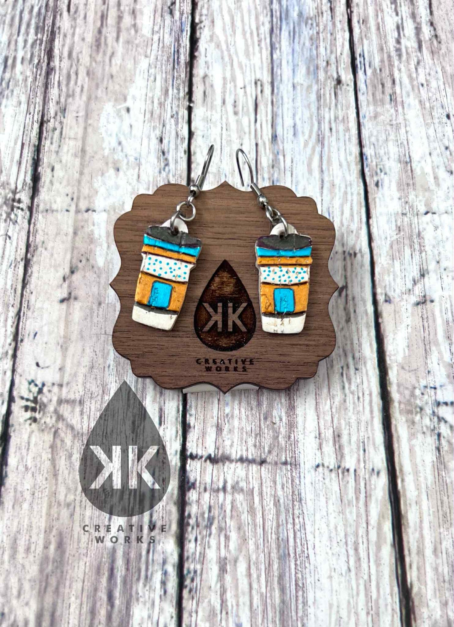 Preorder - 1" - Embossed Tiny Latte - Steel Rule Wooden Earring Die