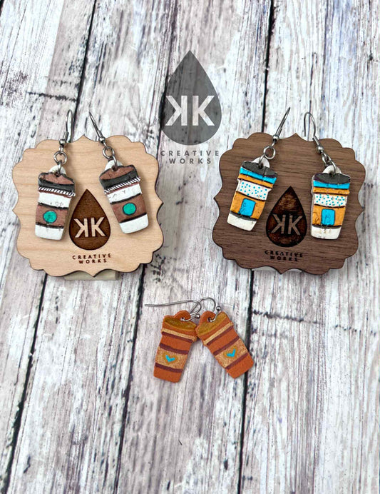 Preorder - 1" - Embossed Tiny Latte - Steel Rule Wooden Earring Die