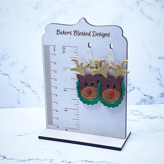 Reindeer- 2.25" Embossed pair - Steel Rule Wooden Earring Die