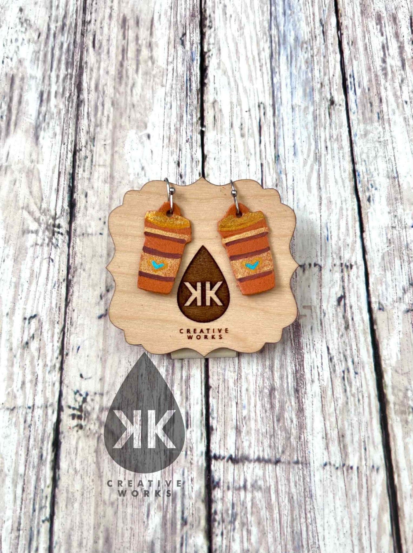 Preorder - 1" - Embossed Tiny Latte - Steel Rule Wooden Earring Die