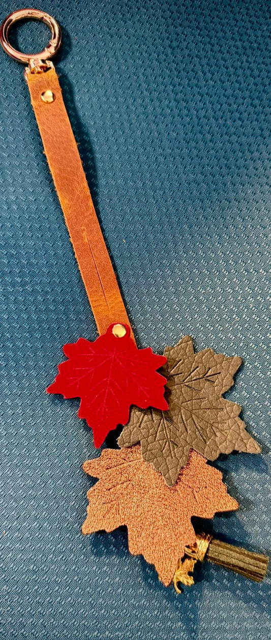 Preorder - Embossed Fall Leaves Trio - Accessory, Keychain, Rear View Mirror Charm- Steel Rule Wooden Die