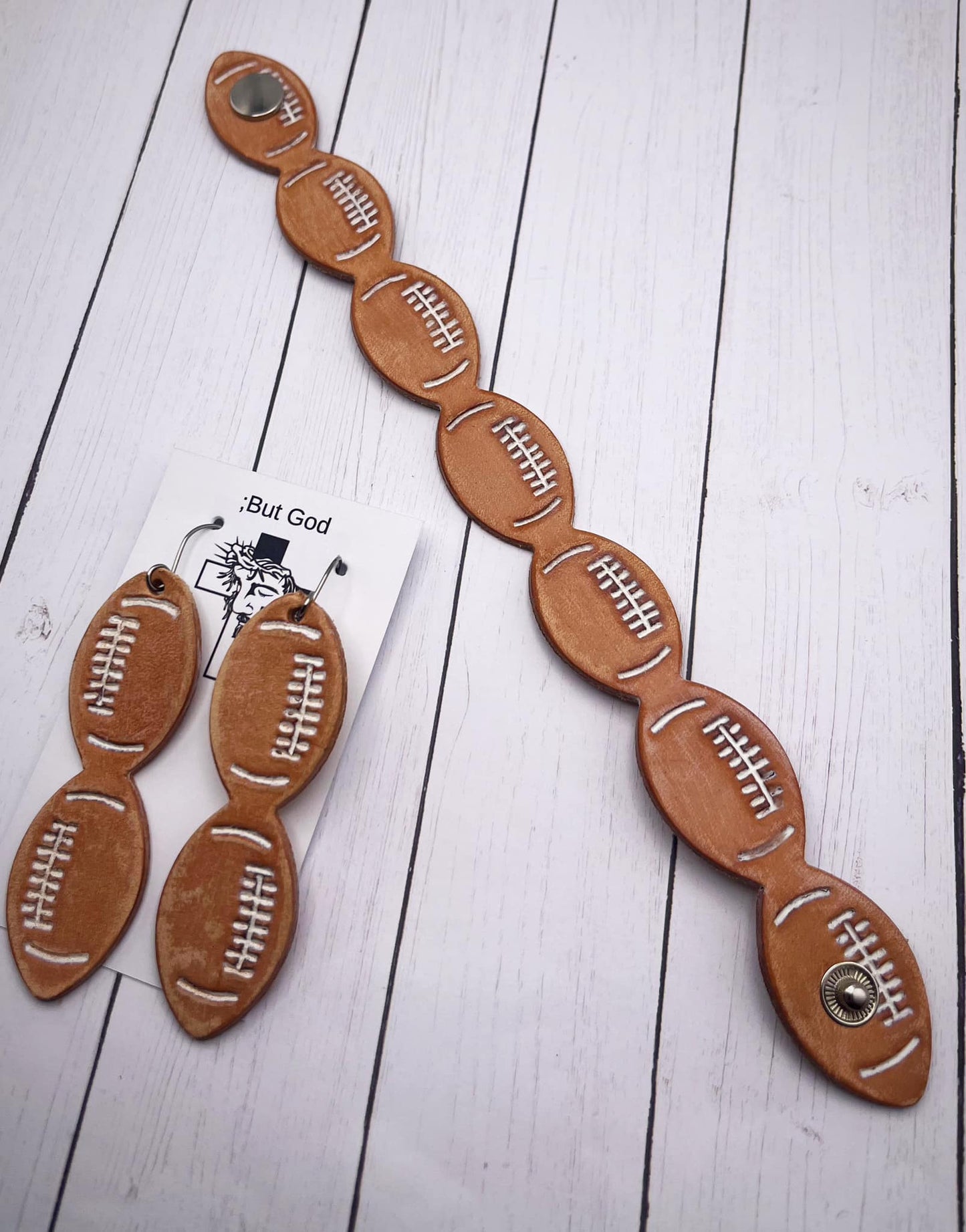 Embossed Football Bracelet/Keychain wristlet - Steel Rule Wooden Accessory Die