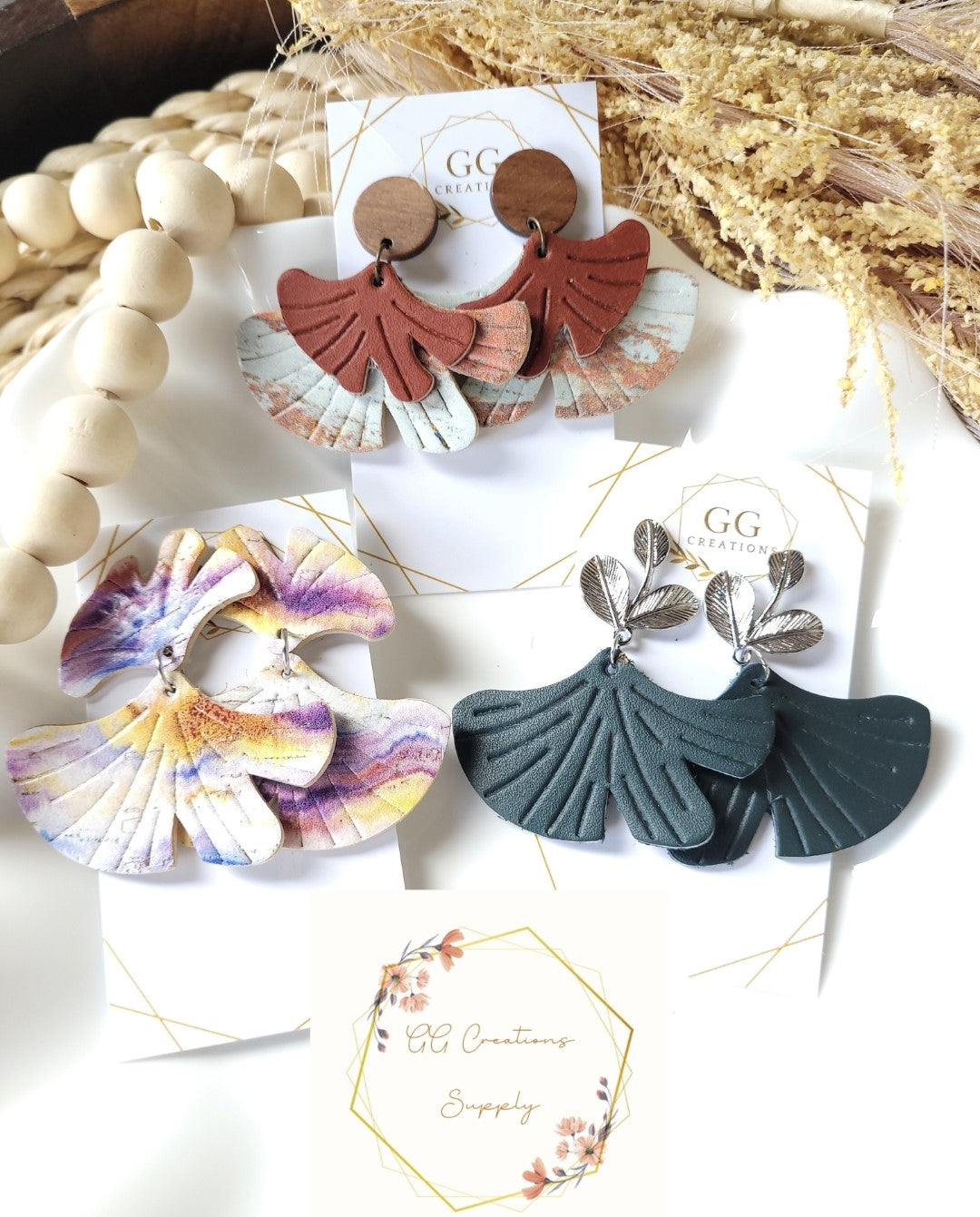 Preorder - Gingko Leaves - Embossed (Mirrored Pair) - Steel Rule Wooden Earring Die