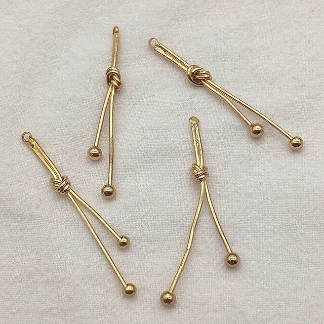 Brass Pendants Cord Knot Charm Quantity: 6 pieces (3 pair)