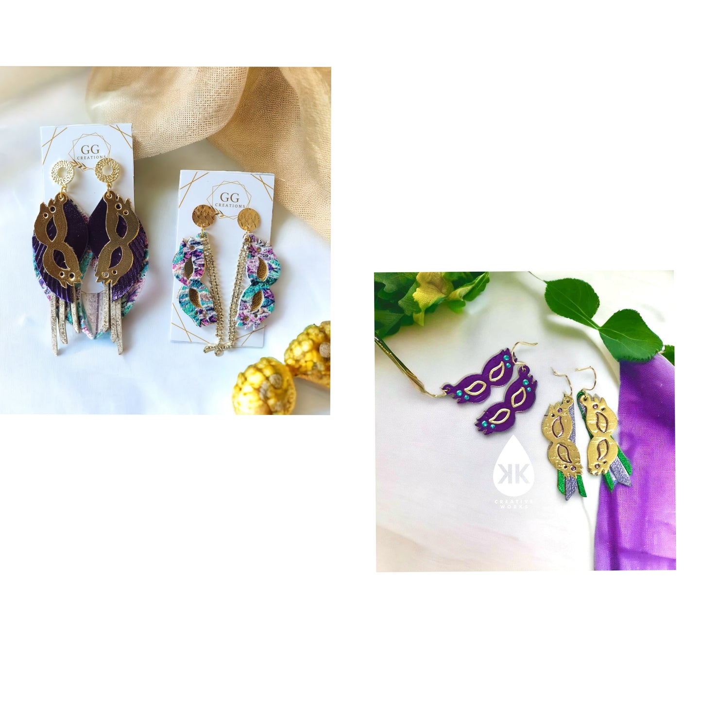 Mardi Gras Masks - Embossed and Cut out versions- Steel Rule Earring Die