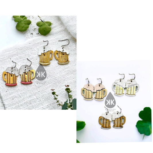 Split Suds in a Mug - 1.25" Mirrored pairs- Embossed and Cut out versions- Steel Rule Earring Die