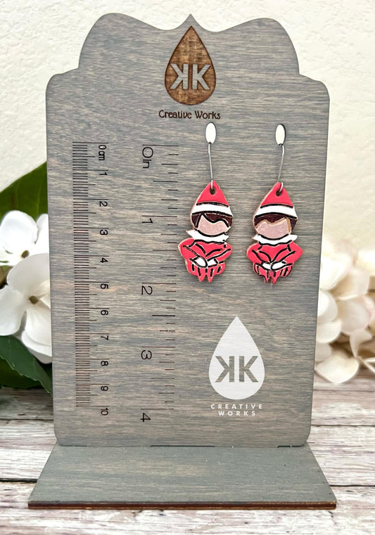 KK’s Helper Elf- Embossed Mirrored (Pair) - Steel Rule Wooden Earring Die