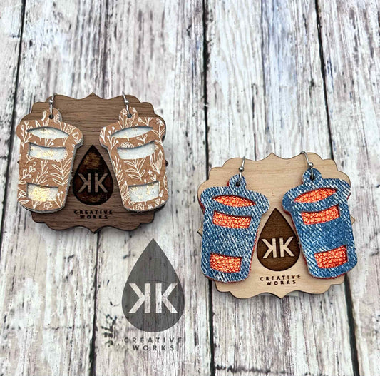 Preorder - Layered Latte  - 1.5" Steel Rule Wooden Earring Die