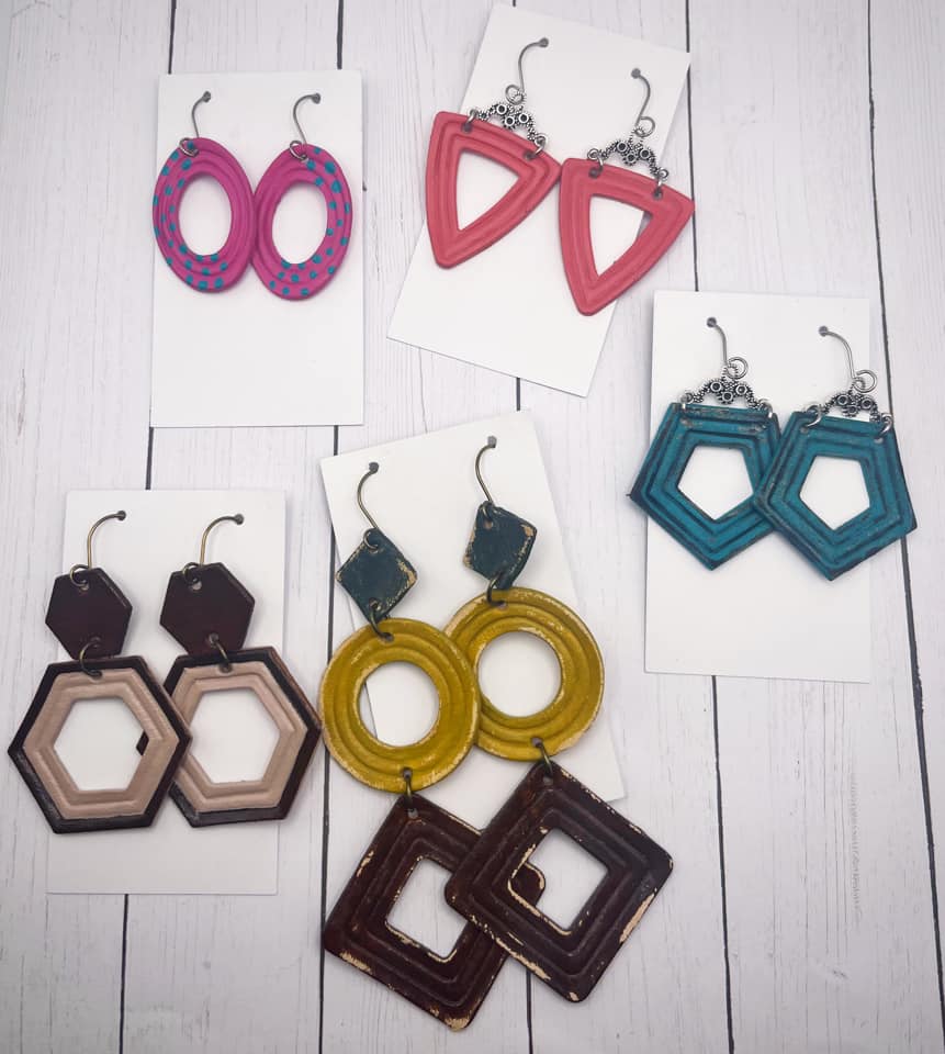 Embossed Geometric - 6 Multi Shapes (1.5") - Steel Rule Wooden Earring Die Cutout