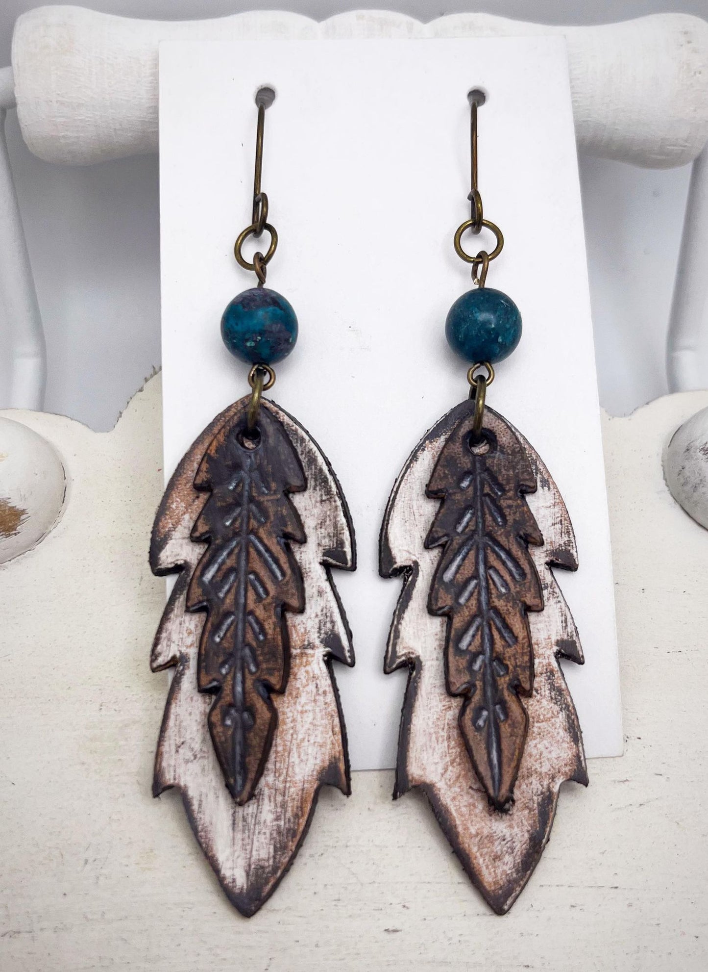 Preorder - Nora - Embossed Double layered Feather (pair) - Steel Rule Wooden Earring Die