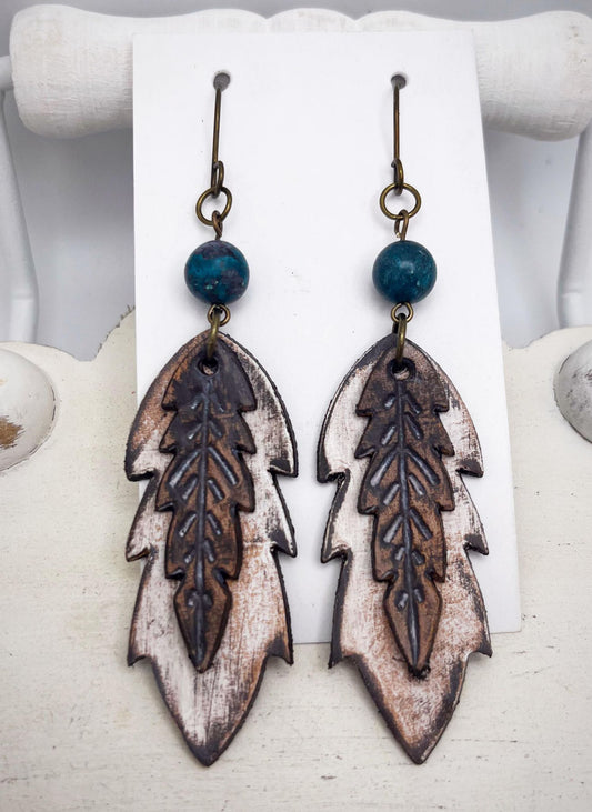 Preorder - Nora - Embossed Double layered Feather (pair) - Steel Rule Wooden Earring Die