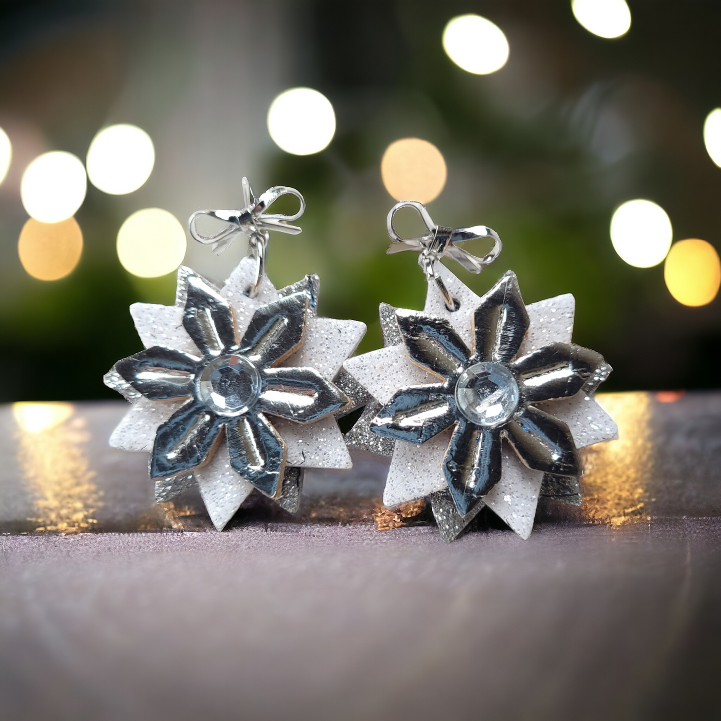 Preorder - Poinsettia /Snowflake -Triple Layered  - embossed pair- Steel Rule Earring Die