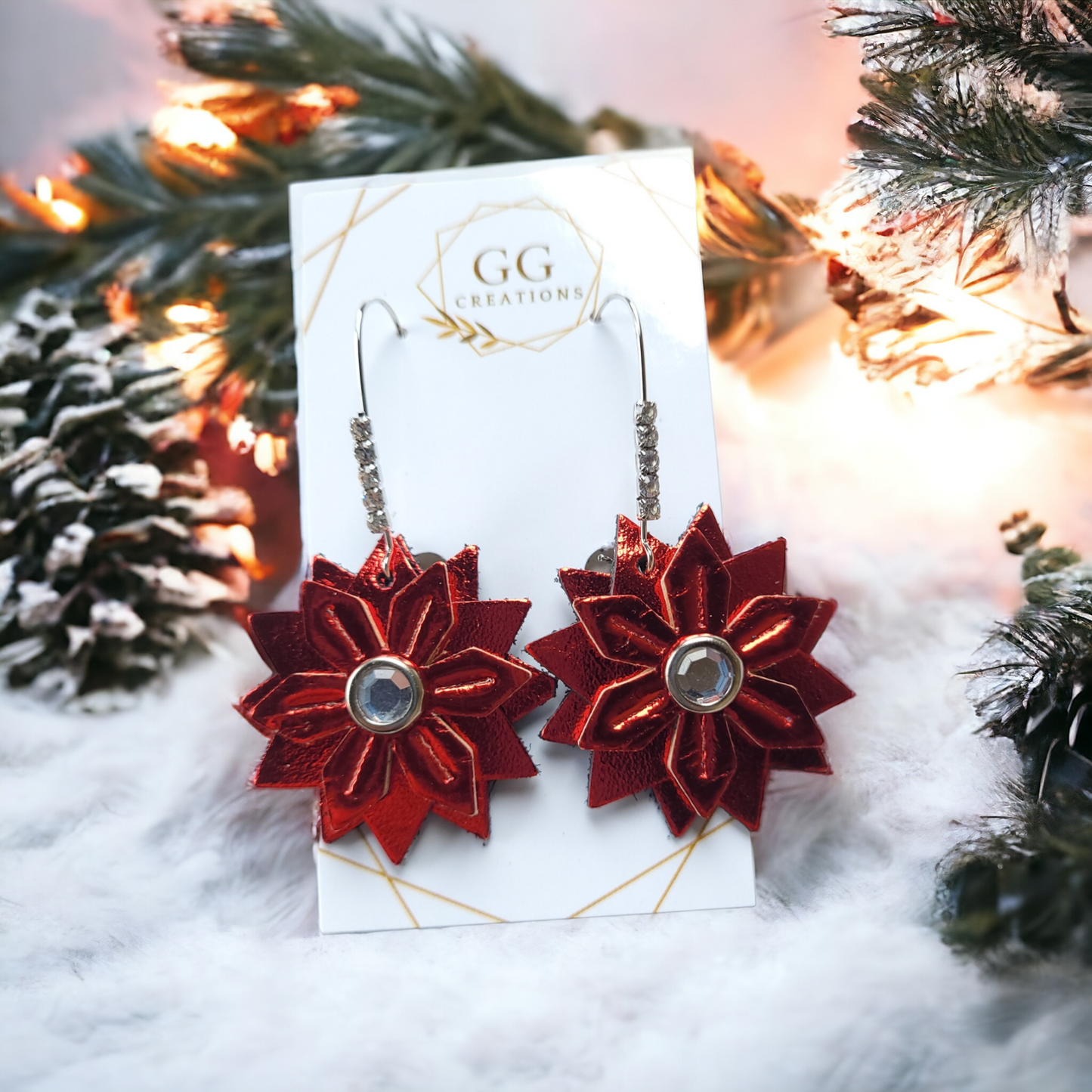 Preorder - Poinsettia /Snowflake -Triple Layered  - embossed pair- Steel Rule Earring Die