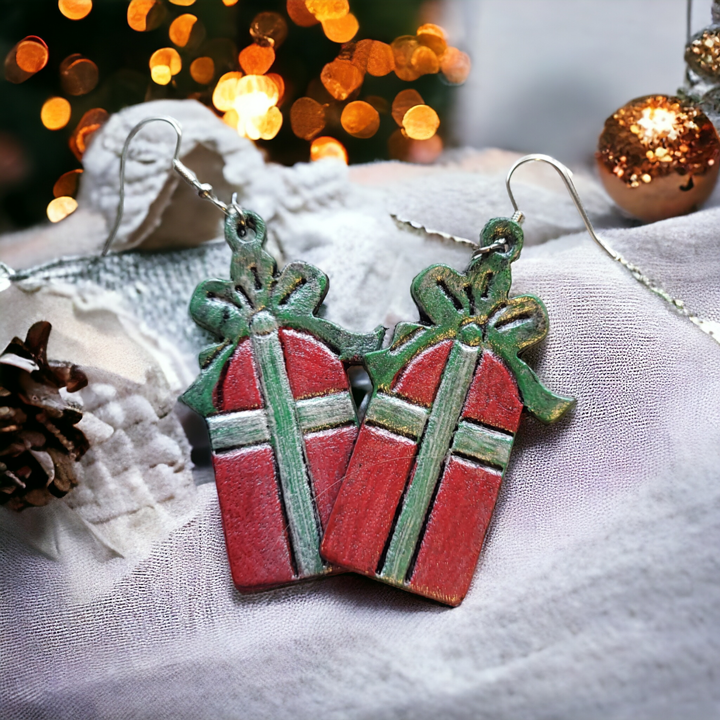 Christmas presents- 4 designs - Embossed pairs - Steele Rule Wooden Earring Die