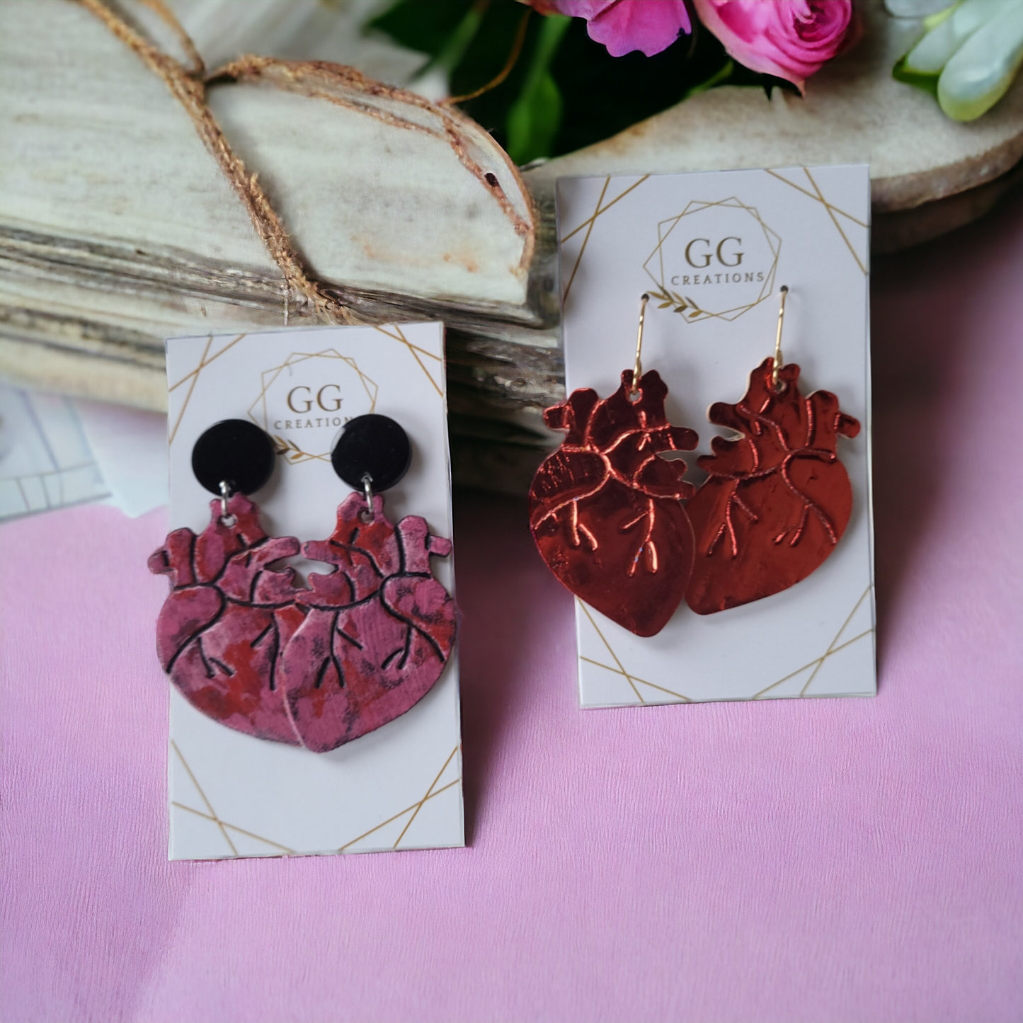 A Loving Heart - (Human Heart - Mirrored Embossed Pair) - Steel Rule Earring Die