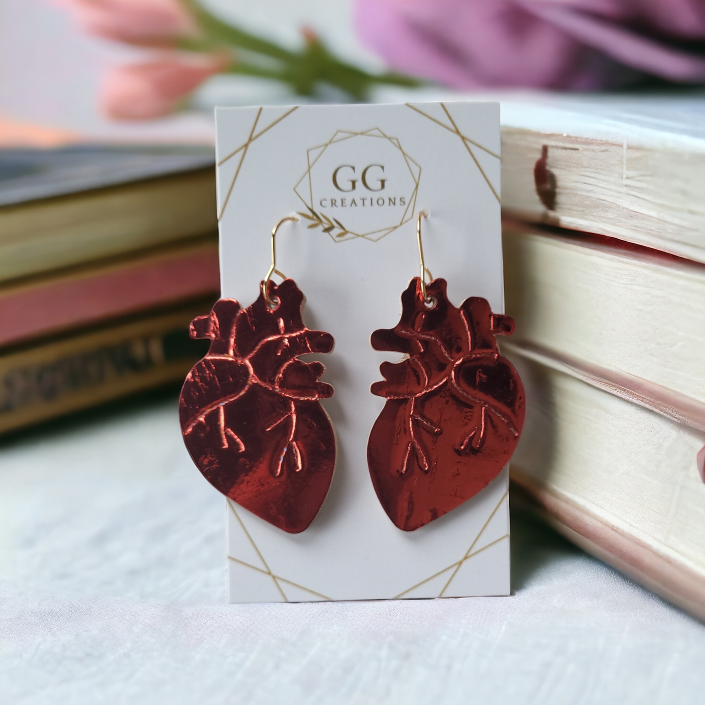 A Loving Heart - (Human Heart - Mirrored Embossed Pair) - Steel Rule Earring Die