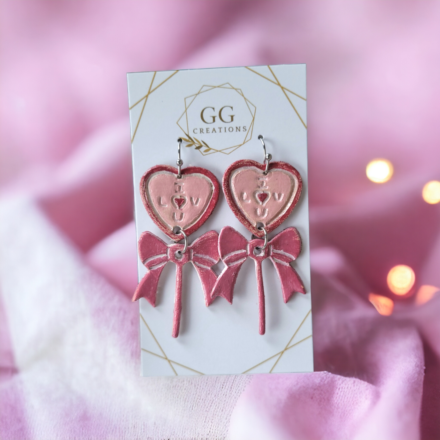 Heart Lollipop - 2 designs - Embossed - Steel Rule Earring Die