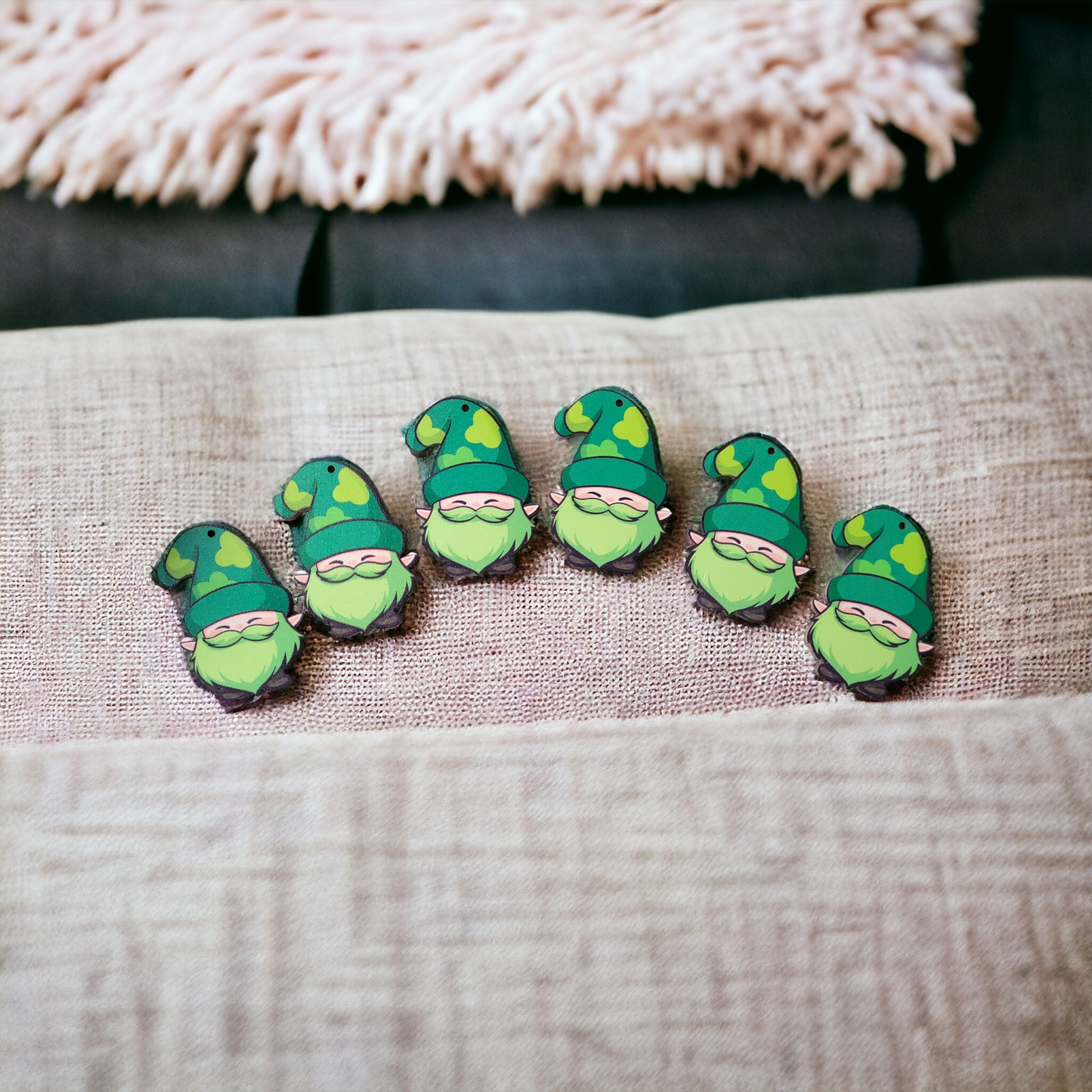 St. Patrick's Day Wooden Gnome - wood finished earrings