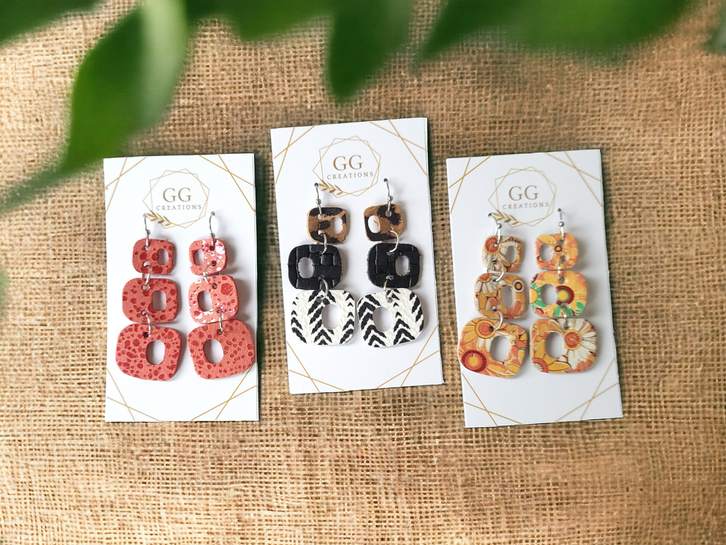 Retro Geometric Dangle with optional Pair of Tabs - Steel Rule Wooden Earring Die