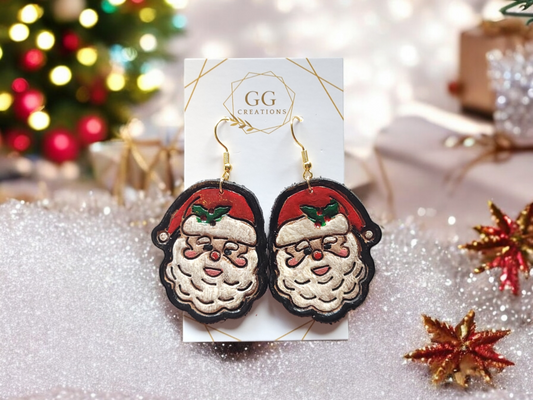 Santa Claus - Embossed Mirrored pairs - Steel Rule Wooden Earring Die