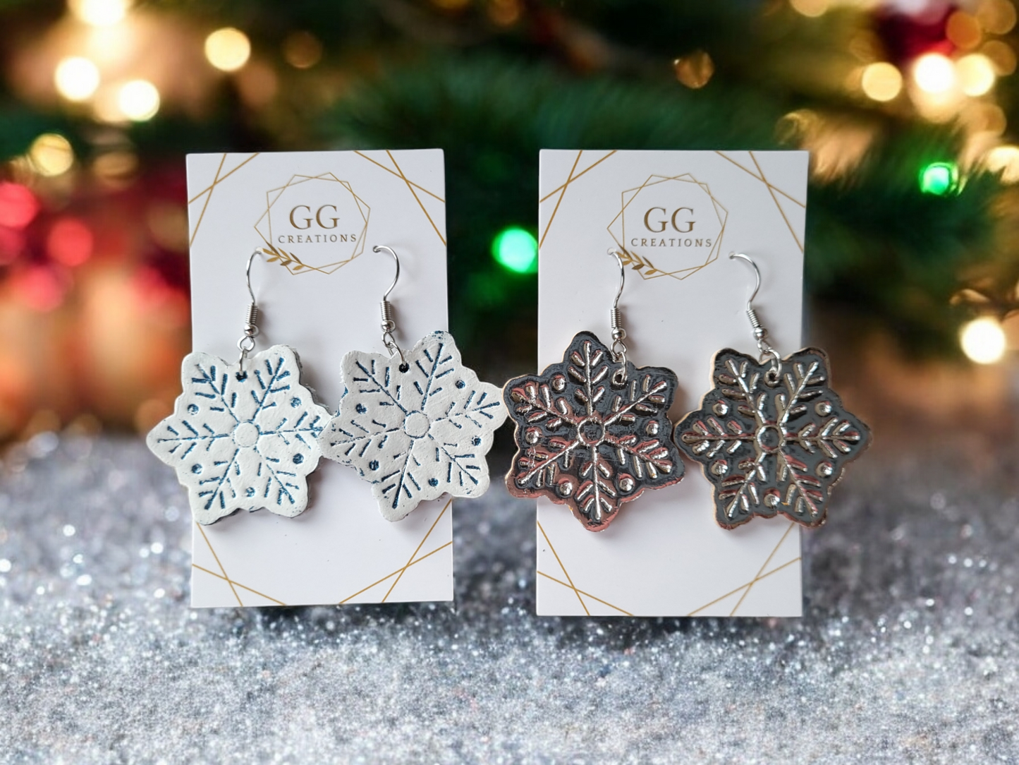 Petite Embossed Snowflakes  - 1.5" Pair- Steel Rule Earring Die