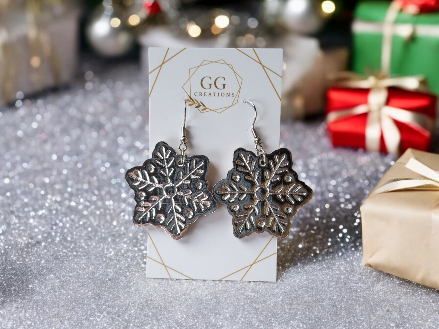 Petite Embossed Snowflakes  - 1.5" Pair- Steel Rule Earring Die