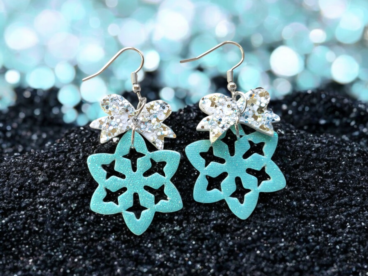 Double Layered Cut out Snowflakes - 1.5" Pair - Steel Rule Wooden Earring Die