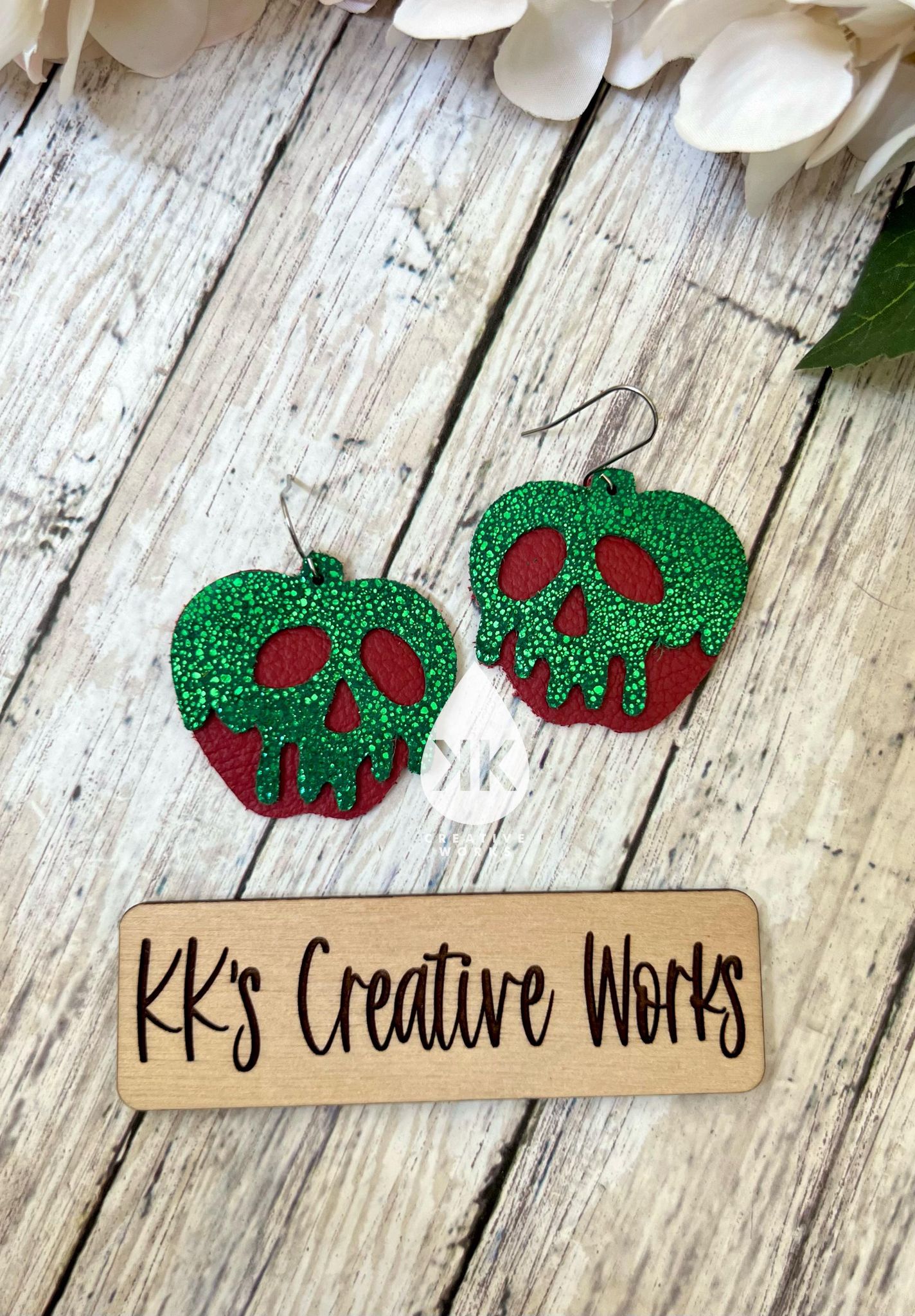 Poison Apple- Embossed and Cut Version (pairs) - Steele Rule Wooden Earring Die