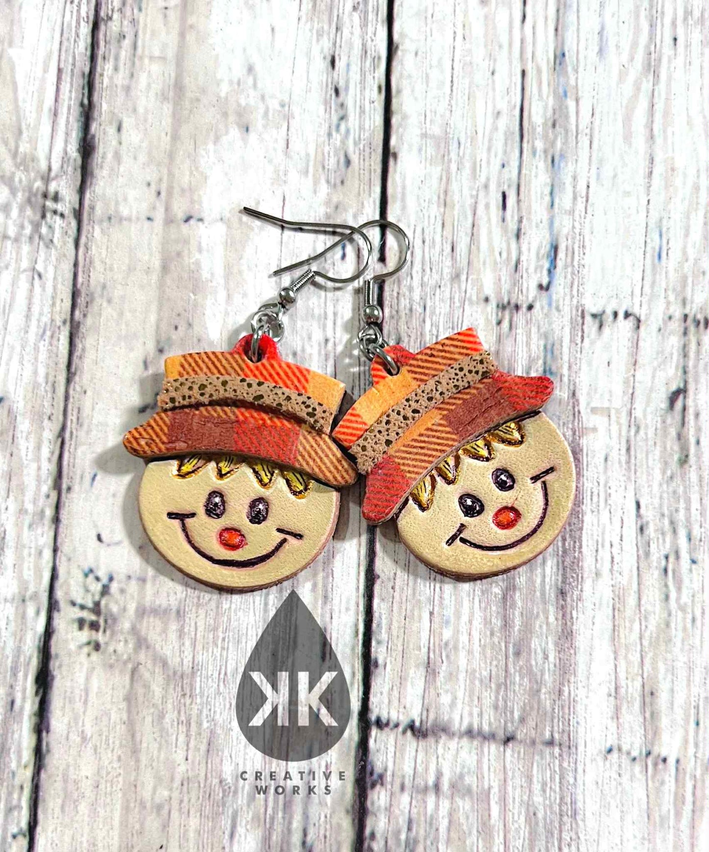 Cute Embossed Scarecrow - Embossed Pair - Steel Rule Earring Die