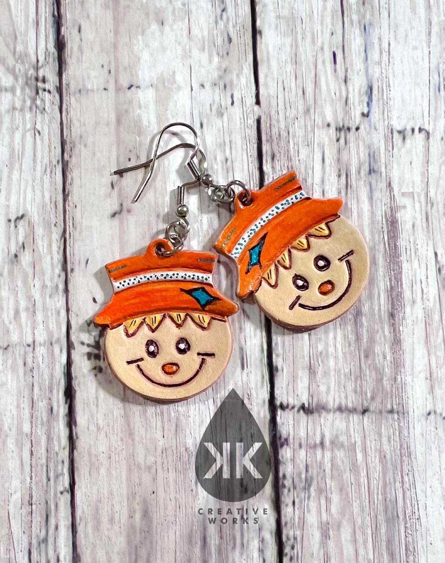 Cute Embossed Scarecrow - Embossed Pair - Steel Rule Earring Die