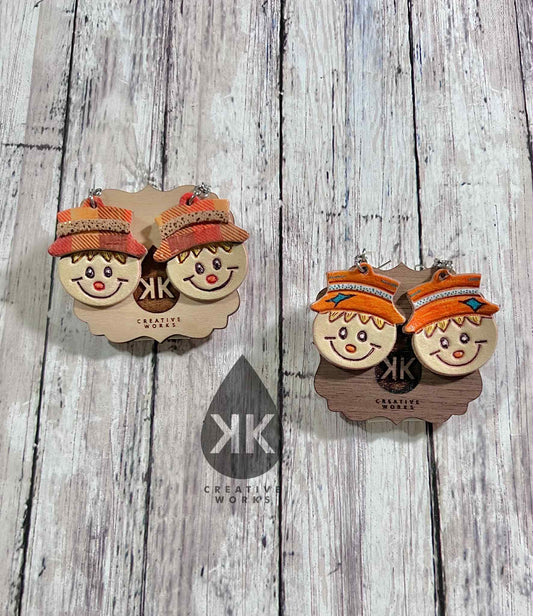 Cute Embossed Scarecrow - Embossed Pair - Steel Rule Earring Die
