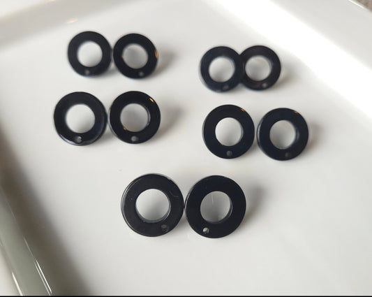 Studs - open round shape - Black - 10 pieces (5 pair)