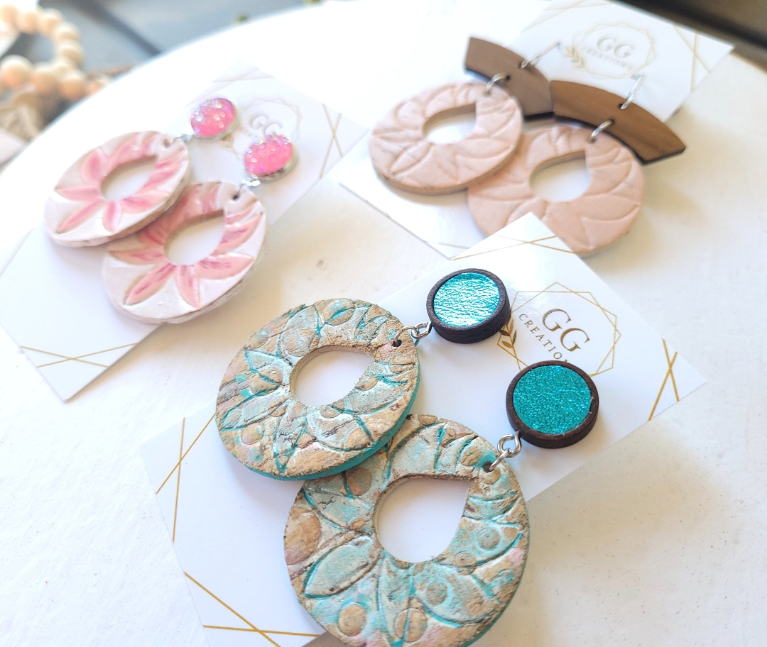 Preorder - Lotus Flower - 1.5" Circle - Embossed (pair) - Steel Rule Wooden Earring Die