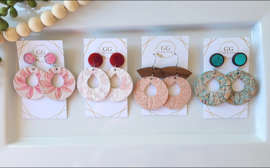 Preorder - Lotus Flower - 1.5" Circle - Embossed (pair) - Steel Rule Wooden Earring Die