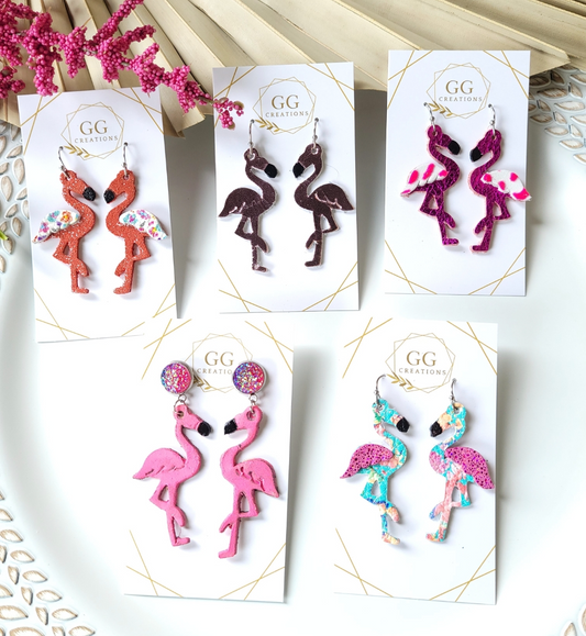 Preorder - Flamingos - 1.75" Embossed (Pair) - Steel Rule Wooden Earring Die